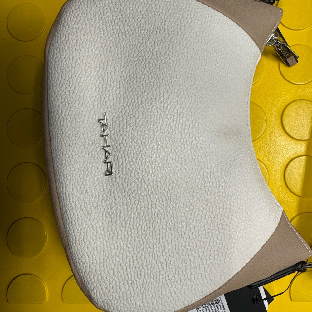 Tahari White and Tan Crossbody Bag
